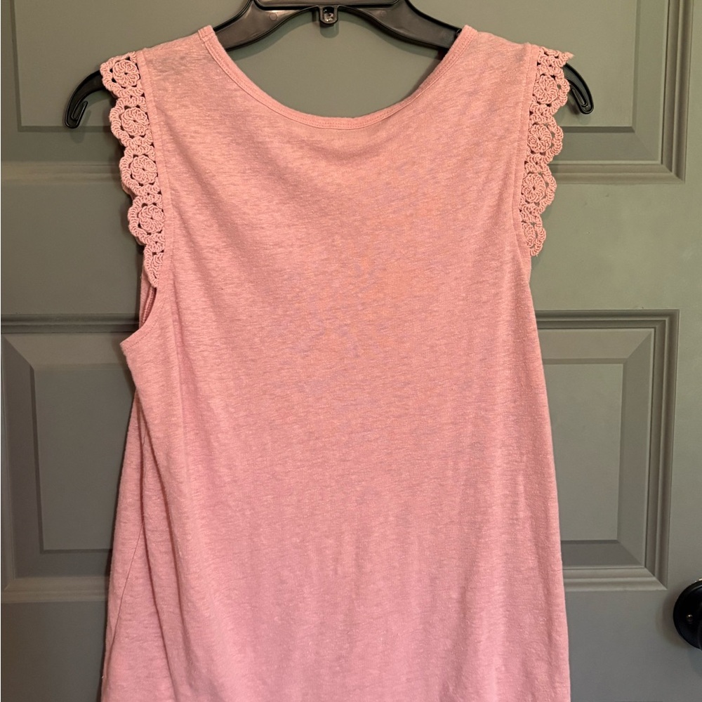 Time and Tru Pink Lace Trim Sleeveless Tank Top